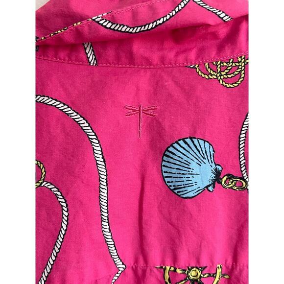 Tyler Boe Cotton Sailboat Shell Rope Pink Button Down Top Size M - Picture 5 of 11